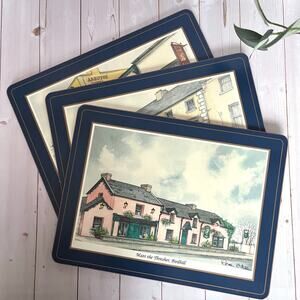 Vintage Traditional Irish Pub Cork-Backed Placemats Set of 3 Pimpernel Barware
